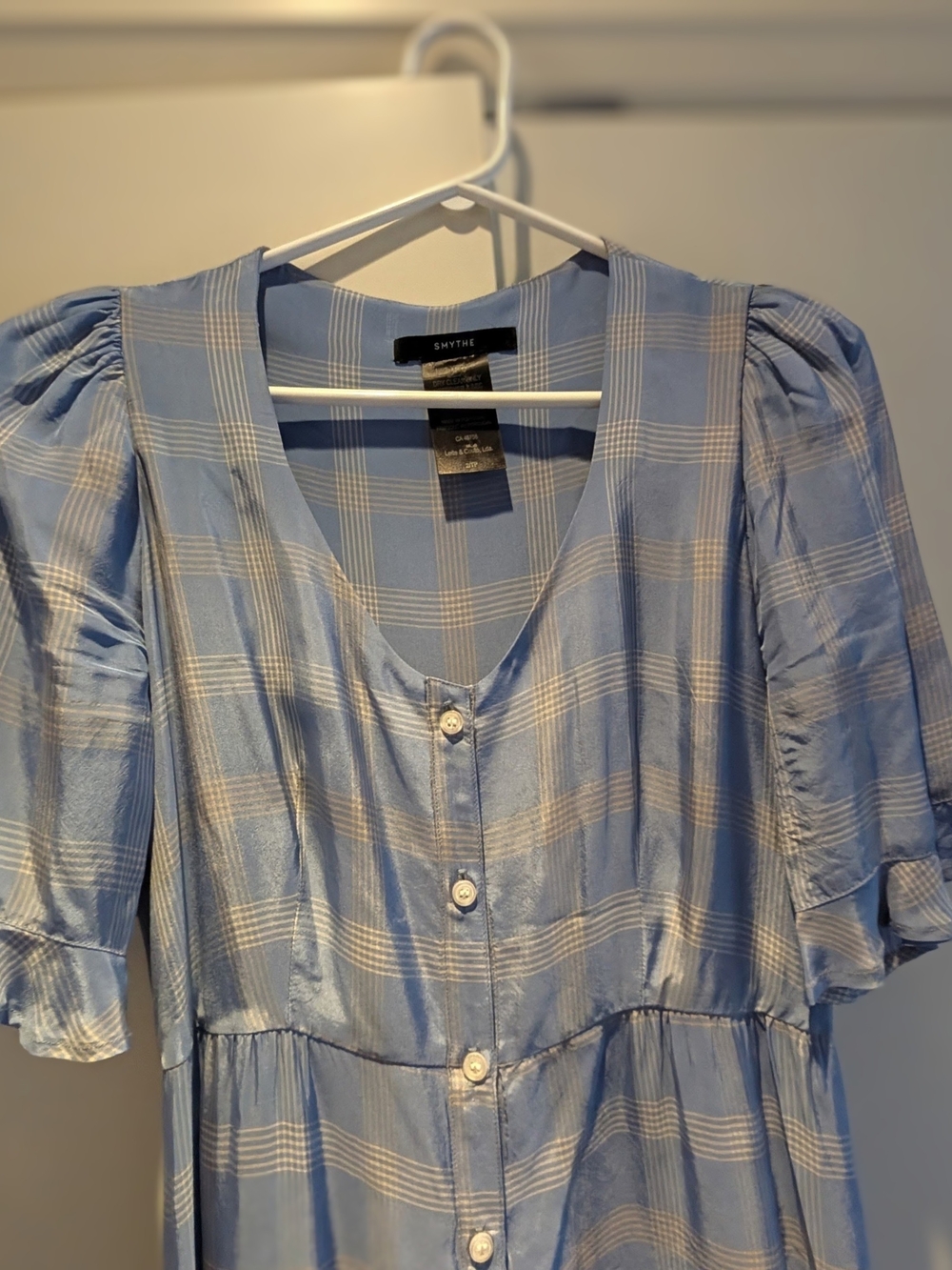 Smythe Blue Plaid Button-Front Women's Dress